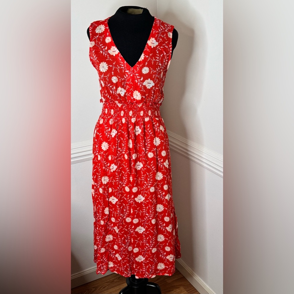 Lucky Brand Red Floral Midi Dress